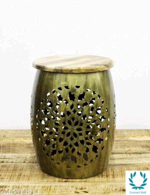 Metal Jali cutting Stool with Wooden Top   Showpieces & Collectibles - Standard, Metal, Pack of1